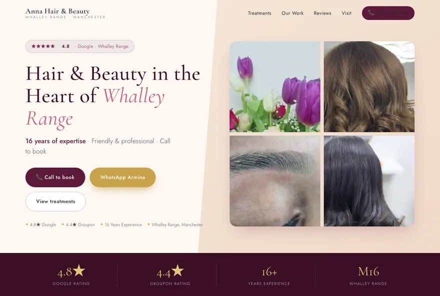 Anna Hair & Beauty website